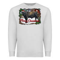 Dove Grey merry christmas black angus bull and farm Premium Sweatshirt - RanaPortraitStore