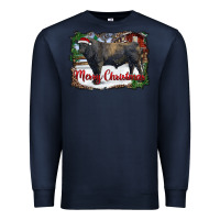 Navy merry christmas black angus bull and farm Premium Sweatshirt - RanaPortraitStore