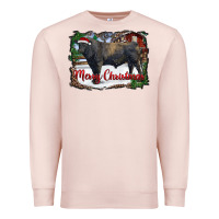 Pale Pink merry christmas black angus bull and farm Premium Sweatshirt - RanaPortraitStore