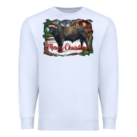 White merry christmas black angus bull and farm Premium Sweatshirt - RanaPortraitStore