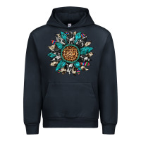 Navy cowhide leopard serape gemstone  sunflower Urban Hoodie - Artiststas
