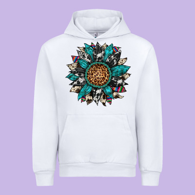 Cowhide Leopard Serape Gemstone  Sunflower Urban Hoodie Designed By Artiststas