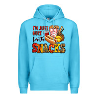 Ocean Blue i'm just here for the snacks softball Premium Hoodie - Jasminsmagicworld