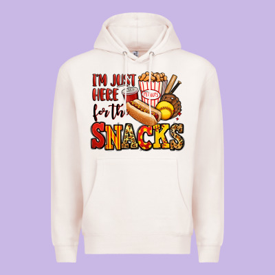 I'm Just Here For The Snacks Softball Premium Hoodie Designed By Jasminsmagicworld