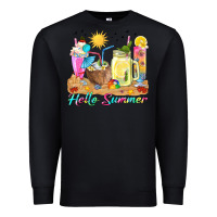 Black hello summer drinks Premium Sweatshirt - texasbilliewilder