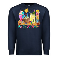 Navy hello summer drinks Premium Sweatshirt - texasbilliewilder