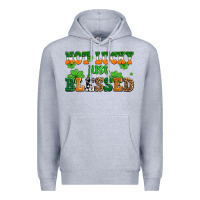 Heather Grey not lucky just blessed Premium Hoodie - AdoDesignShop