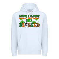 White not lucky just blessed Premium Hoodie - AdoDesignShop