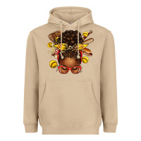 Mushroom softball afro messy bun Heavyweight Hoodie - texasbilliewilder