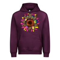 Mauve Wine tie dye leopard sunflower Urban Hoodie - Artiststas