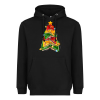 Black christmas book tree Heavyweight Hoodie - Zillion Design Studio