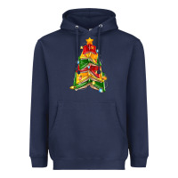 Navy christmas book tree Heavyweight Hoodie - Zillion Design Studio