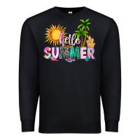 Black hello summer with sun Premium Sweatshirt - texasbilliewilder