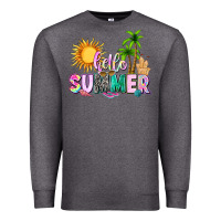 Charcoal Heather hello summer with sun Premium Sweatshirt - texasbilliewilder