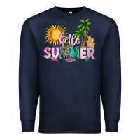Navy hello summer with sun Premium Sweatshirt - texasbilliewilder