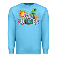 Ocean Blue hello summer with sun Premium Sweatshirt - texasbilliewilder