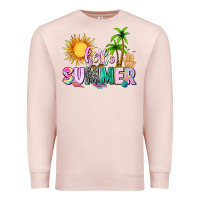 Pale Pink hello summer with sun Premium Sweatshirt - texasbilliewilder