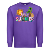 Purple hello summer with sun Premium Sweatshirt - texasbilliewilder