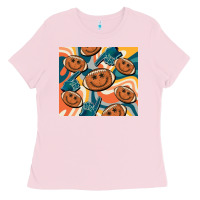 Bubblegum Pink football smiley face Ladies Tee - BarkalooDesign