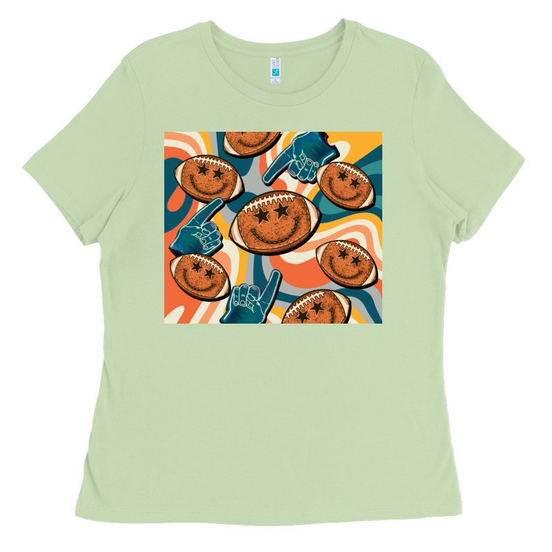 Football Smiley Face Ladies Tee by BarkalooDesign | Teevron