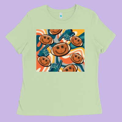 Football Smiley Face Ladies Tee Designed By Barkaloodesign