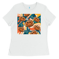 White football smiley face Ladies Tee - BarkalooDesign