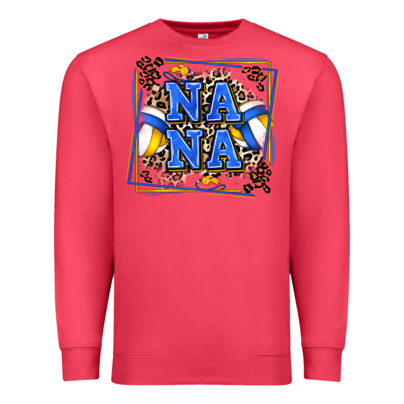 Volleyball Nana With Leopard Premium Sweatshirt by Zillion Design Studio | Teevron