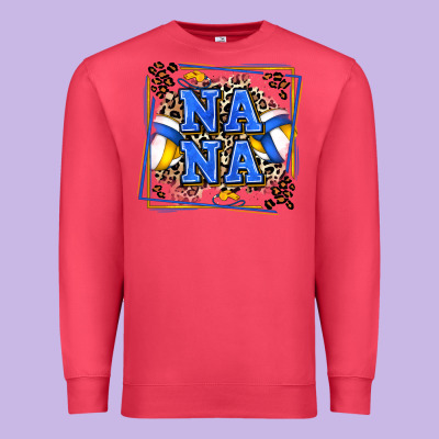 Volleyball Nana With Leopard Premium Sweatshirt Designed By Zillion Design Studio