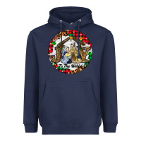 Navy Christmas Joy To The World Heavyweight Hoodie - RanaPortraitStore