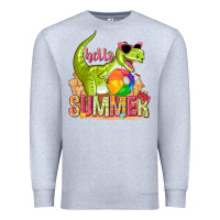 Heather Grey hello summer rex Premium Sweatshirt - texasbilliewilder