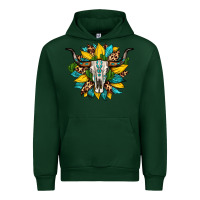 Forest Green bull skull gemstone cactus leopard sunflower Urban Hoodie - Artiststas