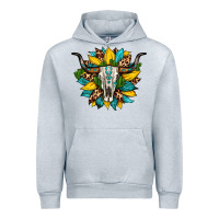 Heather Grey bull skull gemstone cactus leopard sunflower Urban Hoodie - Artiststas