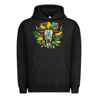Pigment Black bull skull gemstone cactus leopard sunflower Urban Hoodie - Artiststas