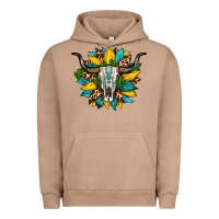 Pigment Burro bull skull gemstone cactus leopard sunflower Urban Hoodie - Artiststas