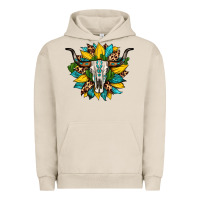 Pigment French Oak bull skull gemstone cactus leopard sunflower Urban Hoodie - Artiststas