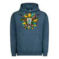Pigment Midnight Navy bull skull gemstone cactus leopard sunflower Urban Hoodie - Artiststas
