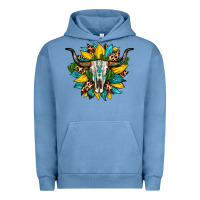 Pigment Pebble Blue bull skull gemstone cactus leopard sunflower Urban Hoodie - Artiststas