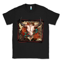 Black Western Bull Skull Classic Tee - FaDigitalArtStudio