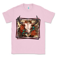 Bubblegum Pink Western Bull Skull Classic Tee - FaDigitalArtStudio