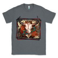 Charcoal Heather Western Bull Skull Classic Tee - FaDigitalArtStudio