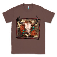Chestnut Western Bull Skull Classic Tee - FaDigitalArtStudio