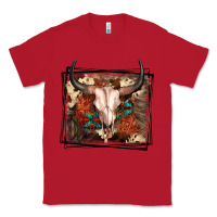 Red Western Bull Skull Classic Tee - FaDigitalArtStudio