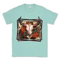 Seafoam Western Bull Skull Classic Tee - FaDigitalArtStudio