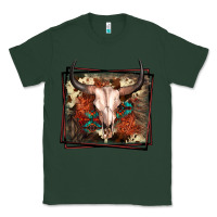 Sports Green Western Bull Skull Classic Tee - FaDigitalArtStudio