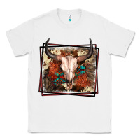 White Western Bull Skull Classic Tee - FaDigitalArtStudio