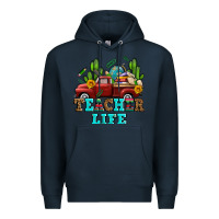 Navy teacher life western truck and books Premium Hoodie - AdoDesignShop