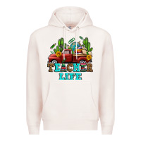 Pale Pink teacher life western truck and books Premium Hoodie - AdoDesignShop