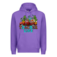 Purple teacher life western truck and books Premium Hoodie - AdoDesignShop
