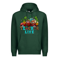 Sports Green teacher life western truck and books Premium Hoodie - AdoDesignShop