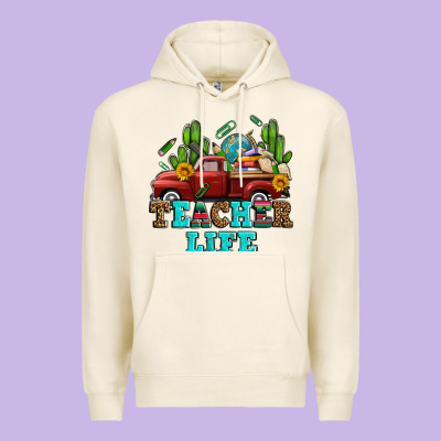 Teacher Life Western Truck And Books Premium Hoodie Designed By Adodesignshop